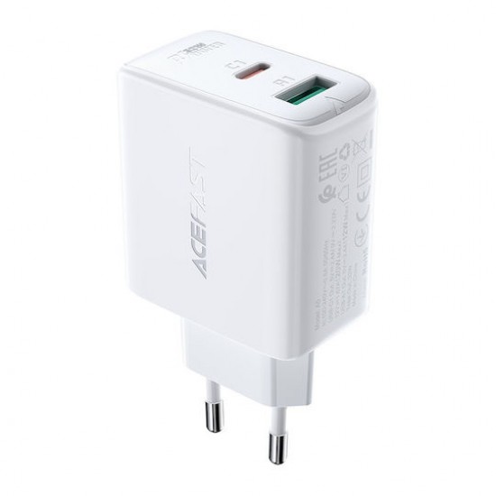 Φορτιστής Acefast A5 Dual Port USB-C + USB-A 32W Fast Charging Λευκός