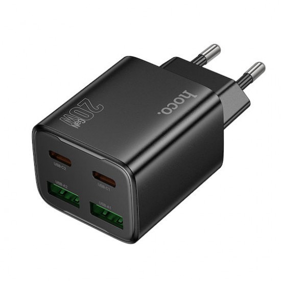 Φορτιστής Hoco N55 Multi Charger 2x USB-C + 2x USB-A 20W Μαύρος