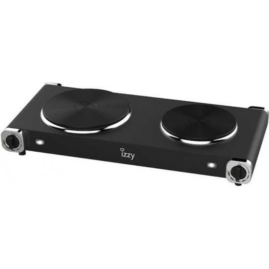 Izzy IZ-1203 Επιτραπέζια Εστία Εμαγιέ Διπλή Μαύρη