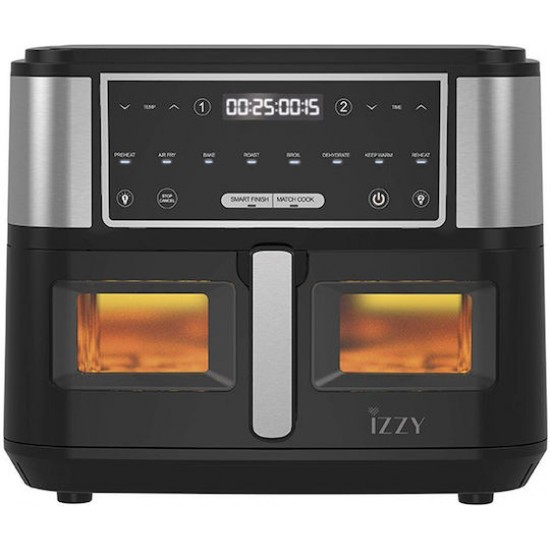 Izzy IZ-8225 Air Fryer με Διπλό Αποσπώμενο Κάδο 10lt Ασημί