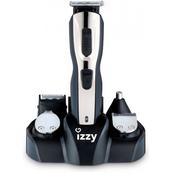 Izzy PG100 Plus Σετ Επαναφορτιζόμενης Κουρευτικής Μηχανής Black/Silver