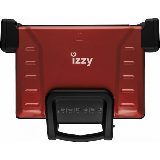 Izzy Family Grill Ceramic Τοστιέρα Γκριλιέρα με Αποσπώμενες Κεραμικές Πλάκες 2100W Κόκκινη