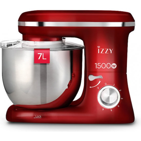 Izzy IZ-1500 Κουζινομηχανή 1500W με Ανοξείδωτο Κάδο 7lt Spicy Red