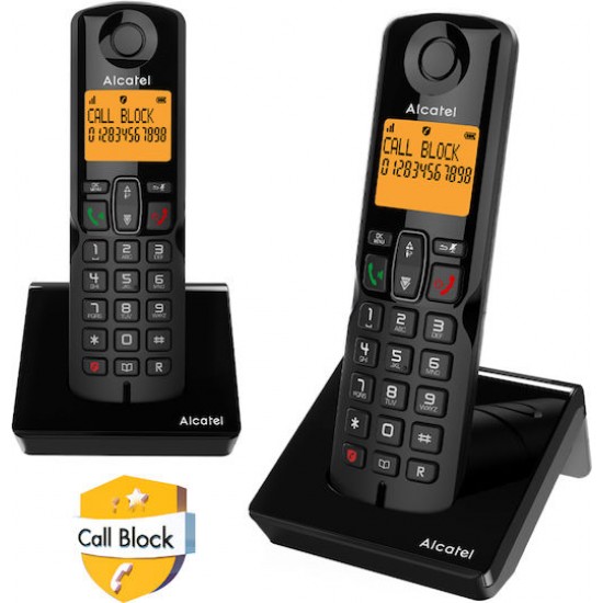 Alcatel S280 Ασύρματο Τηλέφωνο Duo με Ελληνικό Μενού Μαύρο