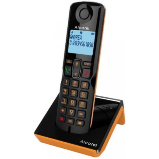 Alcatel S280 Ασύρματο Τηλέφωνο με Ελληνικό Μενού Μαύρο/Πορτοκαλί