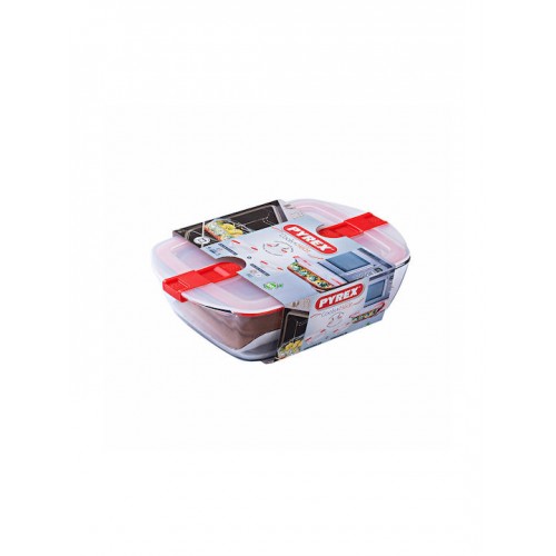 Pyrex Cook Heat Δοχείο Φαγητού Γυάλινο Κόκκινο Κατάλληλο για Φούρνο Μικροκυμάτων 2500ml 2τμχ