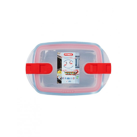 Pyrex Cook Heat Δοχείο Φαγητού Γυάλινο Κόκκινο Κατάλληλο για Φούρνο Μικροκυμάτων 1100ml