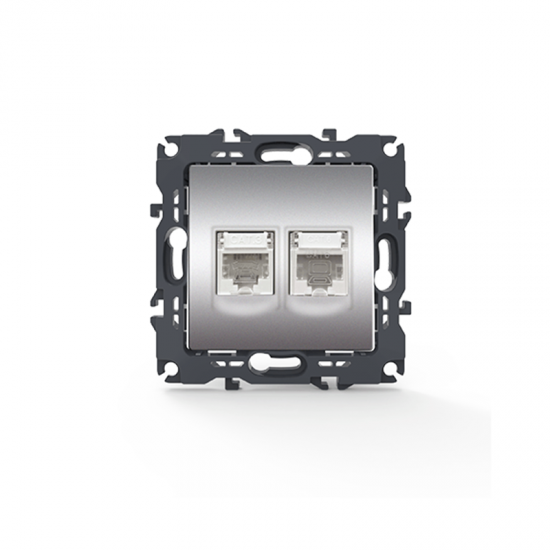 Prime Πρίζα Τηλεφώνου 1xRJ11 CAT3 IP20 & Πρίζα Δικτύου 1xRJ45 CAT6 UTP IP20 Mατ Αλουμίνιο