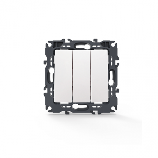 Prime Διακόπτης Τριπλός Απλός Με Βίδα 1+1+1P 10AX 250VAC IP20 Λευκός