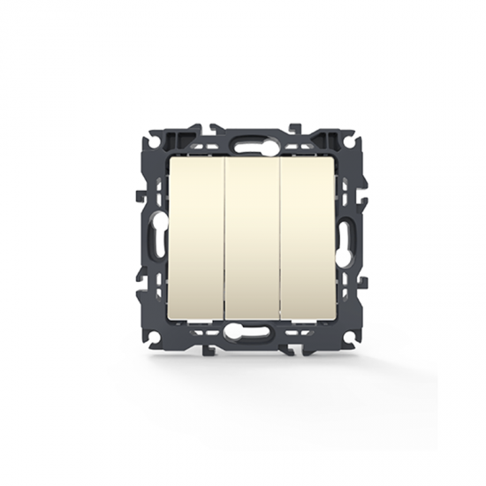 Prime Διακόπτης Τριπλός Απλός Με Βίδα 1+1+1P 10AX 250VAC IP20 Ιβουάρ