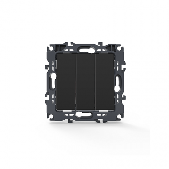 Prime Διακόπτης Τριπλός Απλός Με Βίδα 1+1+1P 10AX 250VAC IP20 Mατ Ανθρακί