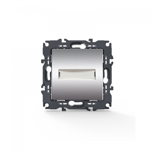 Prime Μπουτόν Επιγραφής & LED Λυχνία (12VAC) Με Κλιπ 1P 10A 250VAC IP20 Mατ Αλουμίνιο
