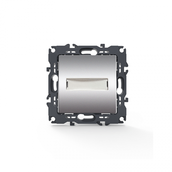 Prime Μπουτόν Επιγραφής & LED Λυχνία (12VAC) Με Κλιπ 1P 10A 250VAC IP20 Mατ Αλουμίνιο