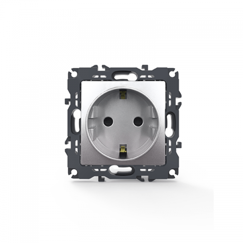 Prime Πρίζα Σούκο Ασφαλείας 1x2P+E 16A 250VAC IP20 Mατ Αλουμίνιο