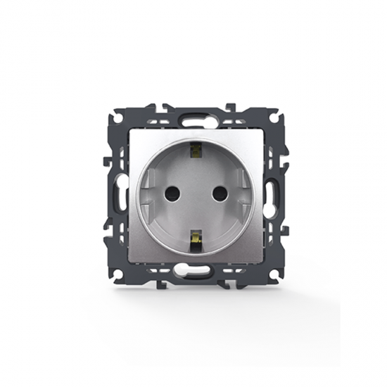 Prime Πρίζα Σούκο Ασφαλείας 1x2P+E 16A 250VAC IP20 Mατ Αλουμίνιο