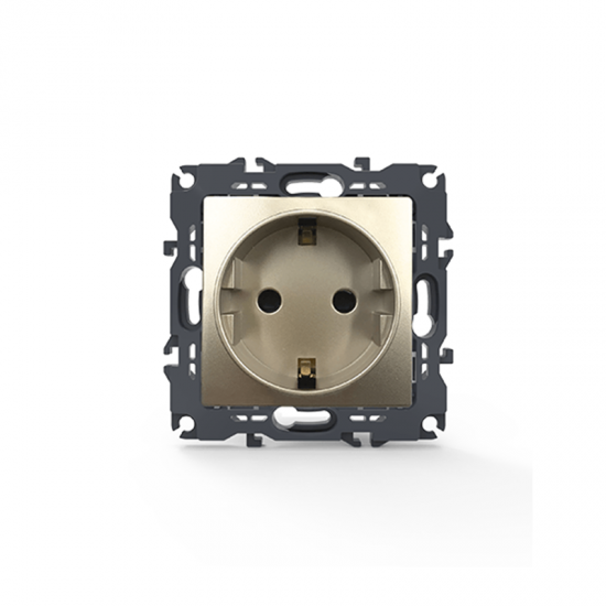 Prime Πρίζα Σούκο Ασφαλείας 1x2P+E 16A 250VAC IP20 Mατ Σαμπανιζέ