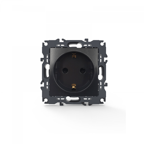 Prime Πρίζα Σούκο Ασφαλείας 1x2P+E 16A 250VAC IP20 Mατ Ανθρακί