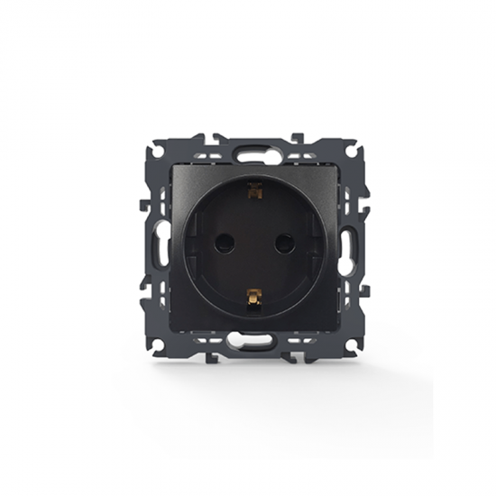 Prime Πρίζα Σούκο Ασφαλείας 1x2P+E 16A 250VAC IP20 Mατ Ανθρακί