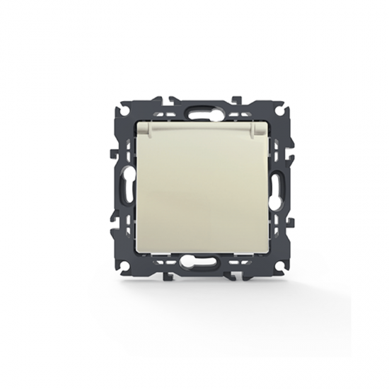 Prime Πρίζα Σούκο Καπάκι Ασφαλείας 1x2P+E 16A 250VAC IP20 Ιβουάρ