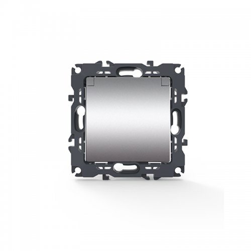 Prime Πρίζα Σούκο Καπάκι Ασφαλείας 1x2P+E 16A 250VAC IP20 Mατ Αλουμίνιο