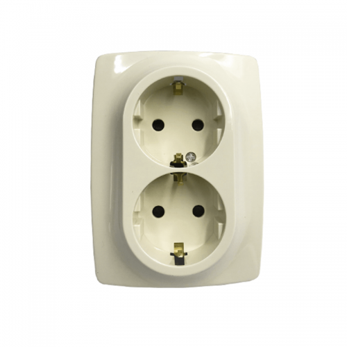 Prime Πρίζα Σούκο Ασφαλείας 2x2P+E 16A 250VAC IP20 Ιβουάρ