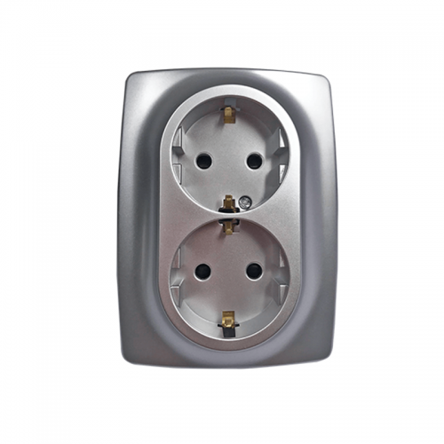 Prime Πρίζα Σούκο Ασφαλείας 2x2P+E 16A 250VAC IP20 Mατ Αλουμίνιο