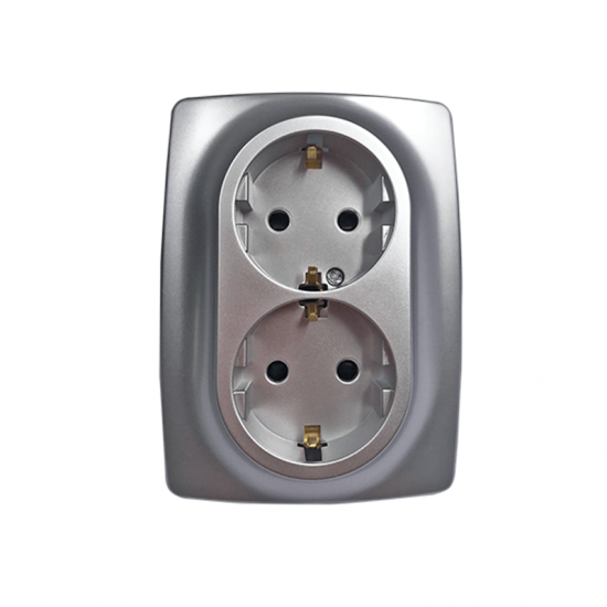 Prime Πρίζα Σούκο Ασφαλείας 2x2P+E 16A 250VAC IP20 Mατ Αλουμίνιο
