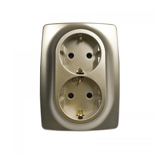 Prime Πρίζα Σούκο Ασφαλείας 2x2P+E 16A 250VAC IP20 Mατ Σαμπανιζέ