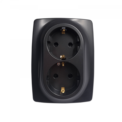 Prime Πρίζα Σούκο Ασφαλείας 2x2P+E 16A 250VAC IP20 Mατ Ανθρακί