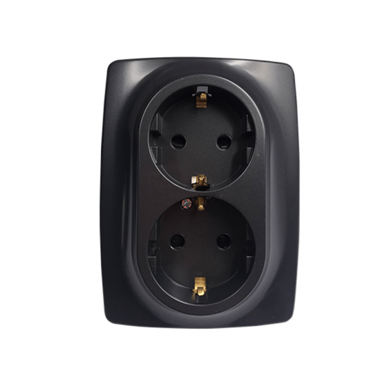 Prime Πρίζα Σούκο Ασφαλείας 2x2P+E 16A 250VAC IP20 Mατ Ανθρακί