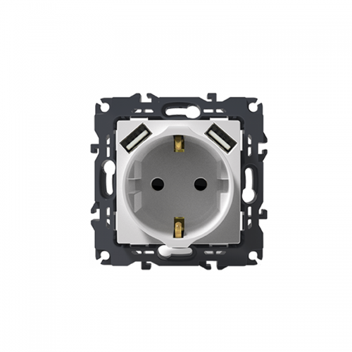 Prime Πρίζα Σούκο Ασφαλείας 1x2P+E 16A 250VAC & 2 USB 5VDC 3.1A IP20 Λευκή