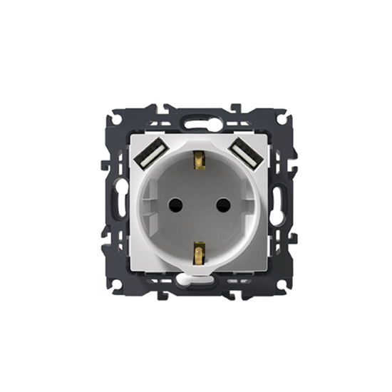Prime Πρίζα Σούκο Ασφαλείας 1x2P+E 16A 250VAC & 2 USB 5VDC 3.1A IP20 Λευκή