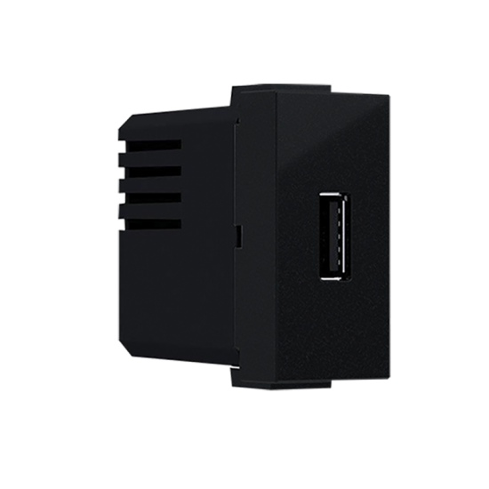 Modys Πρίζα Τροφοδοσίας Usb 1 Στ. 1xUSB Μαύρη Ματ 5VDC 1.2A IP20