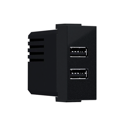 Modys Πρίζα Τροφοδοσίας Usb 1 Στ. 2xUSB Μαύρη Ματ 5VDC 2X1.2A IP20