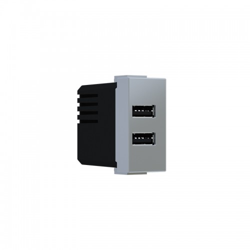 Modys Πρίζα Τροφοδοσίας Usb 1 Στ. 2XUSB A+C Ασημί 5VDC 3A IP20