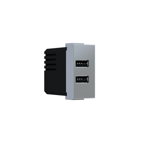 Modys Πρίζα Τροφοδοσίας Usb 1 Στ. 2XUSB A+C Ασημί 5VDC 3A IP20