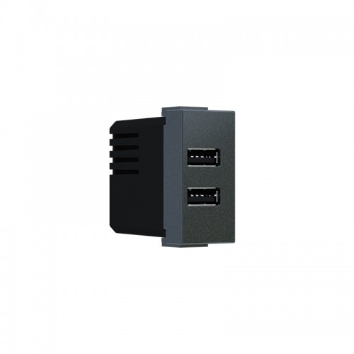 Modys Πρίζα Τροφοδοσίας Usb 1 Στ. 2XUSB A+C Ανθρακί 5VDC 3A IP20