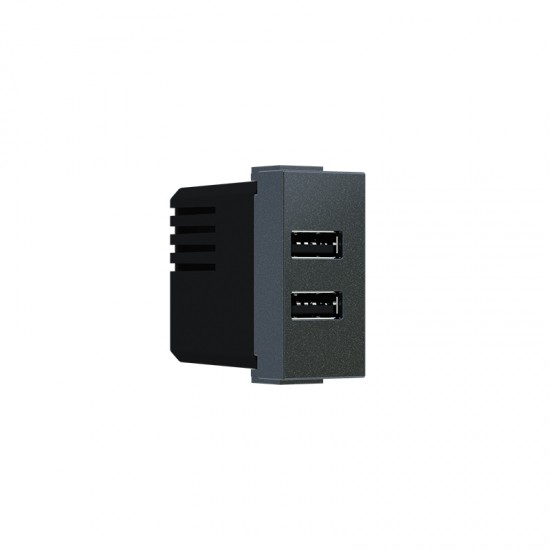 Modys Πρίζα Τροφοδοσίας Usb 1 Στ. 2XUSB A+C Ανθρακί 5VDC 3A IP20