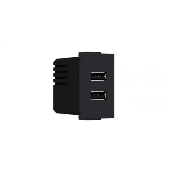 Modys Πρίζα Τροφοδοσίας Usb 1 Στ. 2XUSB A+C Μαύρο Ματ 5VDC 3A IP20