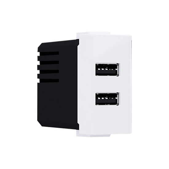 Modys Πρίζα Τροφοδοσίας USB 1 Στ. 2xUSB Λευκή 5VDC 2X1.2A IP20