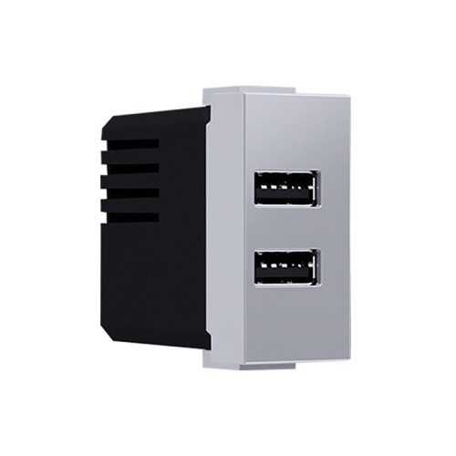 Modys Πρίζα Τροφοδοσίας USB 1 Στ. 2xUSB Ασημί 5VDC 2X1.2A IP20