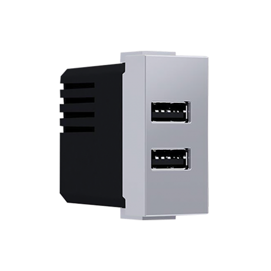 Modys Πρίζα Τροφοδοσίας USB 1 Στ. 2xUSB Ασημί 5VDC 2X1.2A IP20