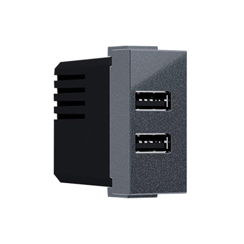 Modys Πρίζα Τροφοδοσίας Usb 1 Στ. 2xUSB Ανθρακί 5VDC 2X1.2A IP20