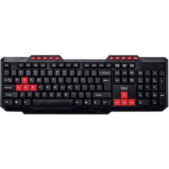 Πληκτρολόγιο USB Μαύρο Multimedia Well KB-USB-KU003BK-WL