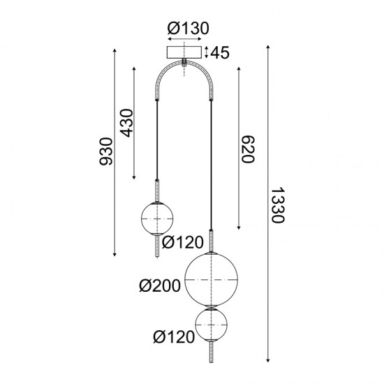 Φωτιστικό Κρεμαστό AMELIA LED 15W 3000K 1500LM Μαύρο Μεταλλικό + Λευκό Γυαλί