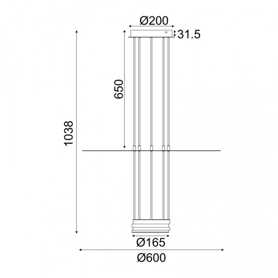 Φωτιστικό Κρεμαστό ELIA LED 18W 3000K 1260LM Μαύρο Μεταλλικό IP20