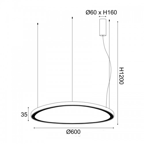 Φωτιστικό Κρεμαστό HARMONY LED 54W 3000K 4000LM Μαύρο Αλουμίνιο IP20