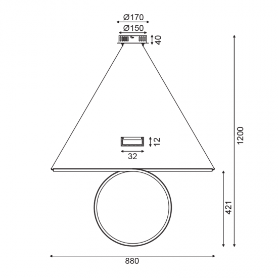 Φωτιστικό Κρεμαστό ZERO LED 43W 3000K 2580LM Χρώμιο Αλουμίνιο  