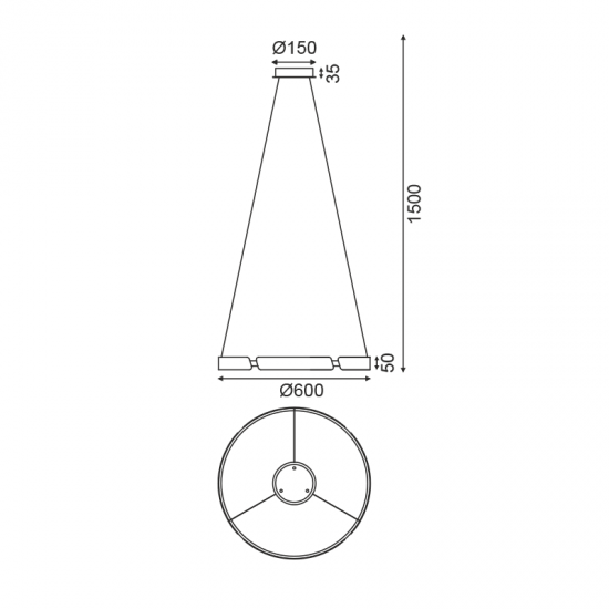 Φωτιστικό Κρεμαστό THEMIDA LED 34W 3000K 2720LM Μαύρο Αλουμίνιο  