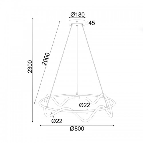 Φωτιστικό Κρεμαστό KYMA LED 60W 3000K 3400LM Κύμα Μαύρο Μεταλλικό IP20 